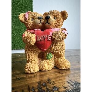 Valentine's Day Resin Brown Bears Holding Heart, Bears In Love, Great Gift